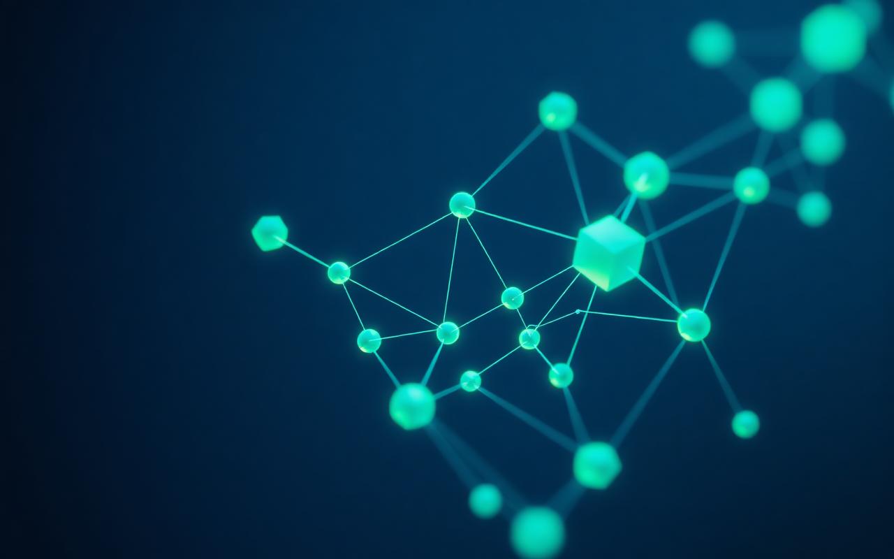 Visualização abstrata de nós conectados representando APIs, banco e autenticação